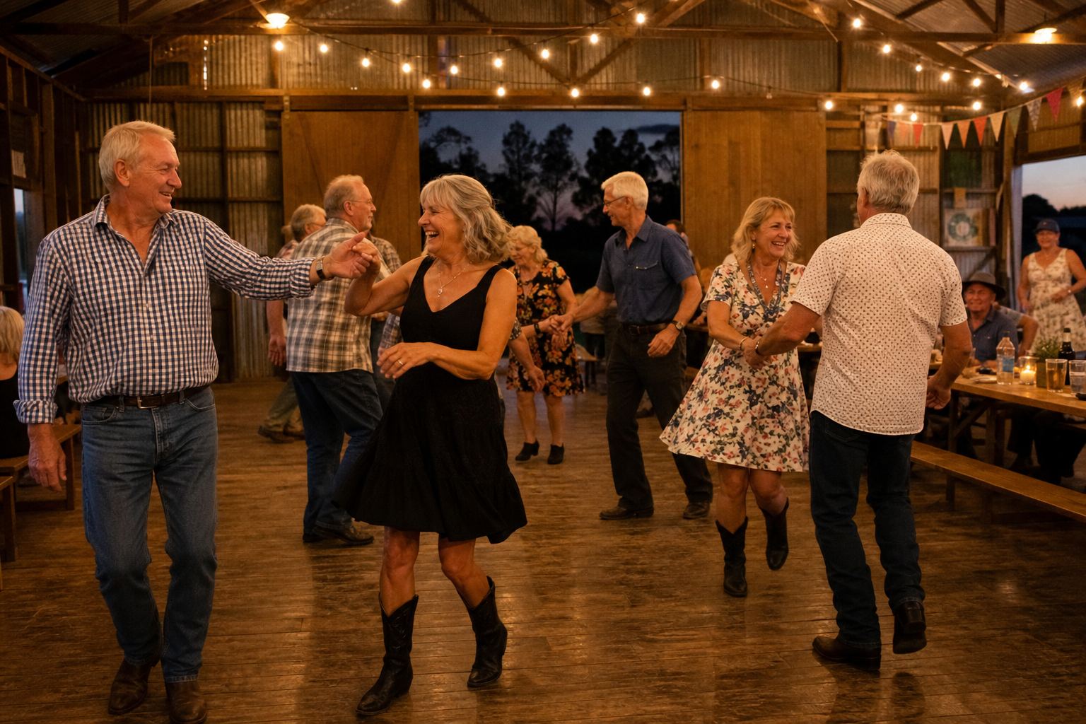 An EDDS country hall dance in full swing